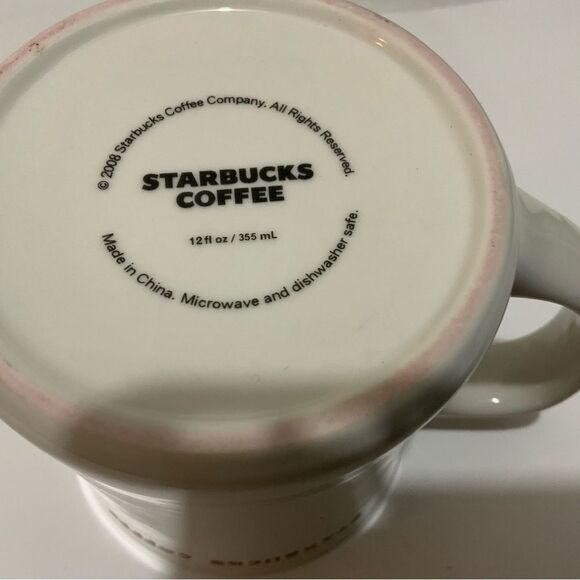 Starbucks 2008 Embossed Red Dove White Coffee/Tea Mug  12 oz - Picture 6 of 7